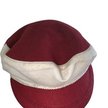 Vintage Mid Century Wool Newsboy Cap Hat Red White 7 1/8 - £18.95 GBP