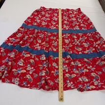 Vintage Ozark Mountain RN#53166 Women's Red Cotton Blend Floral Pleated Skirt XL image 5