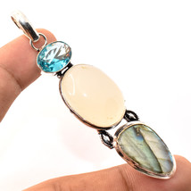 Botswana Agate Labradorite Blue Topaz Handmade Pendant Jewelry 3.30&quot; SA 6221 - £5.89 GBP