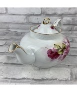 Royal Crown Derby Pink Roses Teapot Gold Rimmed Logo is Pre-1811 - £305.47 GBP