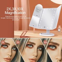 Trifold Lighted Makeup Mirror - 2X 3X 10X Magnification - £23.59 GBP