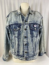 Vintage 80s Lizwear Liz Claiborne Acid Wash Jean Jacket - Large w/ Shoulder Pads - £27.69 GBP