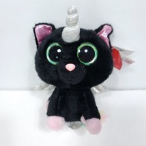 Russ Black Unicorn Glitter CAT Big Eye 7&quot; Plush Stuffed Animal NEW Hallo... - $19.79