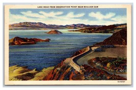 Lake Mead View Boulder Hoover Dam Boulder City Nevada NV UNP Linen Postard V4 - £1.51 GBP