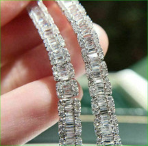 16Ct Baguette Cut Lab Created Diamond Tennis Bracelet 14K White Gold Finish - £127.65 GBP
