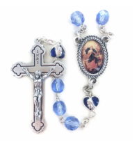 SAPPHIRE CRYSTAL BEADS WITH MARY OF KNOTS CENTER ROSARY CROSS CRUCIFIX - $39.99