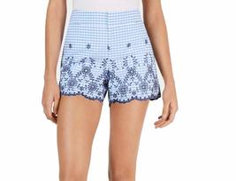 Maison Jules Womens Gingham Embroidered Shorts Blue 4 - £15.66 GBP