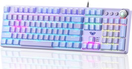 Aula Keyboard: 108-Key Purple Mechanical Red Switch Keyboard With Rgb Rainbow - $62.20