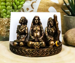 Ebros Triple Moon Goddess Maiden Mother Crone Pentagram Business Card Ho... - £15.74 GBP