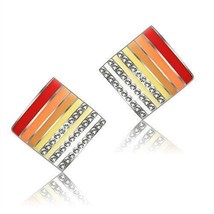 TK275 - High polished (no plating) Stainless Steel Earrings with Top Gra... - $19.49