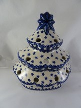 Boleslawiec Polish Handmade Pottery Ceramic Christmas Tree Candle Holder 7 In. - $52.35