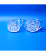 Early American Brilliant (ABP) Cut Glass Hobstar Pinwheel Creamer And Su... - $24.57 CAD