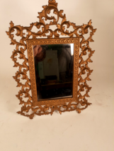 Antique Victorian Cast Iron Dresser Mirror, Beautiful Guilt Patins, Perfect Cond - £43.06 GBP