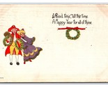 A Happy New Year Good Time Wreaths Embossed DB Postcard H26 - $2.92