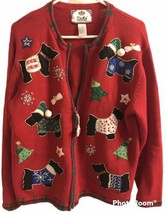 Vintage Ugly Christmas Sweater Scottie Dog  Size M TIARA INTERNATIONAL C... - $33.66