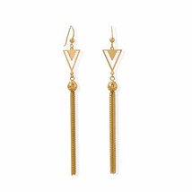Elegant 14K Gold Plated Triangle Tassel Drop French Hook Wedding Earrings Gift - £140.22 GBP