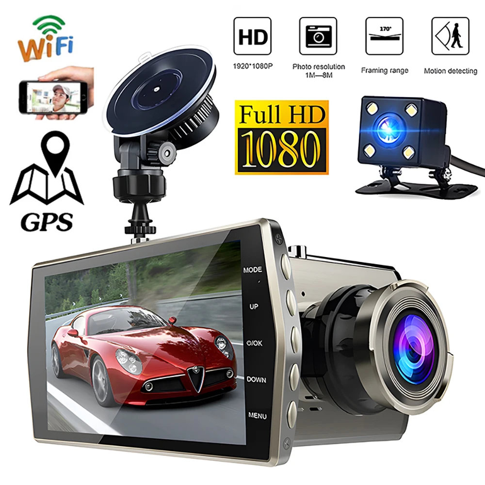 Car DVR WiFi GPS Dash Cam Rear View Vehicle Camera HD 1080P Drive Video Recorder - £42.91 GBP+