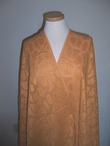 2YDS Translucent Peach Cotton Voile W/ Woven Jacquard Designs Designer Fabric - £18.83 GBP