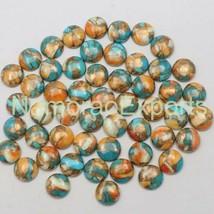 11x11mm round copper mohave turquoise cabochon loose gemstone lot 5 pcs - £9.52 GBP