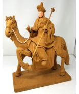 Chinese Horse Rider Staff Figurine Tay Guan Heng Bark Metal Imperfect 1984 - £14.24 GBP