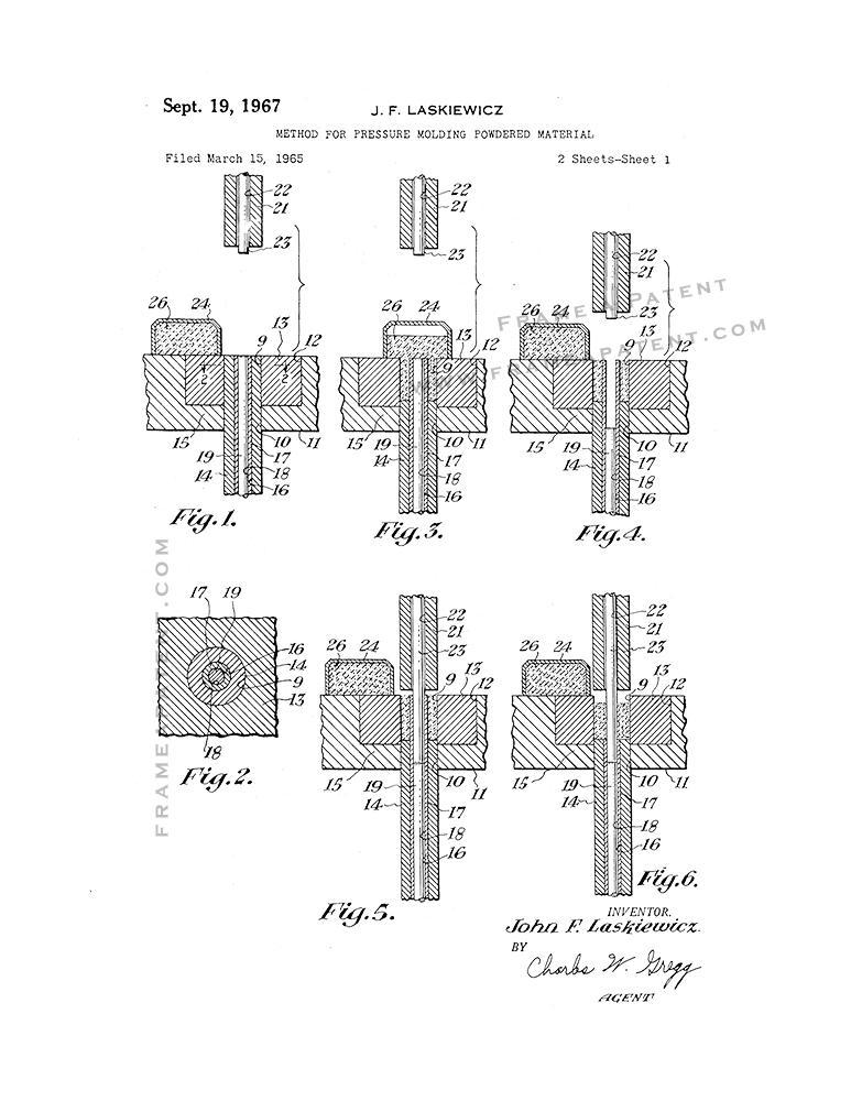 Primary image for Method for Pressure Molding Powdered Material Patent Print - White