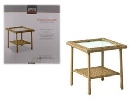 Living Accents PETS2021 Palmaro Square GLASS/STEEL End Side Table, Tan - £36.17 GBP