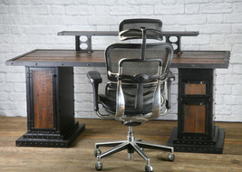 Vintage Industrial Computer Desk, Reclaimed Wood Desk, Work Station, Custom Desk - £2,824.56 GBP