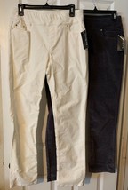 Kim Rogers Corduroy Pants Pick Women&#39;s Ivory or Grey Sz 14 Petite NWT - £18.36 GBP