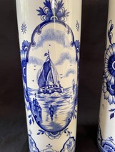 set of DELFT ceramic vases. Produced in Belgium. Decorated with ships - £93.22 GBP