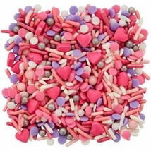 Valentines Pink Purple Hearts Tall Sprinkles Mix Decorations 4.08 oz Wilton - £5.53 GBP