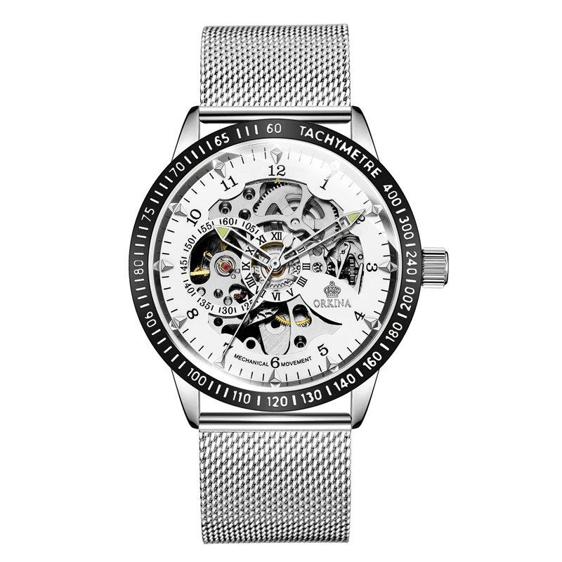 Watch  Masculino ORKINA  Mens  Famous  Skeleton Mechanical Alloy Steel  Strap Au - £47.67 GBP