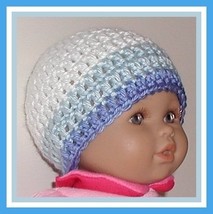 White Preemie Boys Hat, American Made Baby Hats, Preemie White And Blue ... - £4.89 GBP