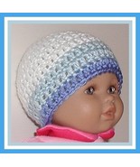 White Preemie Boys Hat, American Made Baby Hats, Preemie White And Blue ... - £4.91 GBP