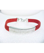 ITALIAN Designer RED RHODIUM on Sterling Silver Two Tone Mesh BRACELET -... - £31.97 GBP