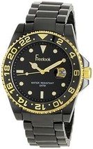 NEW Freelook HA5109G-1 Unisex Lagon Analog Date Gold Accent Black Ceramic Watch - £70.02 GBP