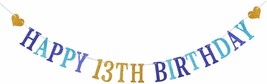 Colourful Glitter Happy 13th Birthday Banner Bunting Garland for 13th Bi... - £10.27 GBP