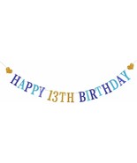 Colourful Glitter Happy 13th Birthday Banner Bunting Garland for 13th Bi... - £10.16 GBP