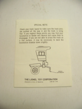 Lionel toy train original paper instruction sheet 239-18 7/65 special note - £19.61 GBP