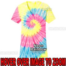 Ladies Neon Tie Dye V-NECK T-Shirt Tye Die Womens Xs, S, M, L, Xl, 2XL 3XL 4XL - £11.97 GBP+