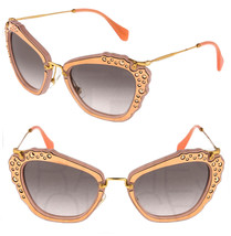 MIU MIU NOIR 04Q Nude Pink Foil Leather Gold Crystal Sunglasses MU04QS Authentic - £130.57 GBP