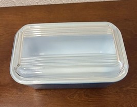 Vintage Pyrex Refrigerator Dish with Ribbed Lid Primary Color Blue 502-B 502-C - £13.96 GBP