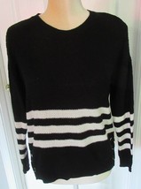 Pink Republic  Crewneck black white Sweater lace up hem sides size S - $5.99