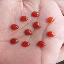 5x8 mm Pear Natural Red Onyx Cabochon Loose Gemstone Lot 5 pcs - £7.55 GBP