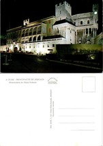 France French Riviera Principality of Monaco Prince&#39;s Palace Night VTG Postcard - £7.39 GBP