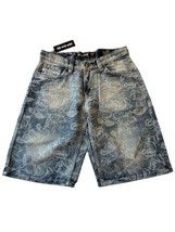 Ecko Unltd Designer Men&#39;s Blue w/ Wash Waves Jeans Short-Shorts W32 - £11.81 GBP