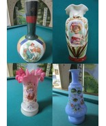 Antique Bristol Glass Victorian Hand Painted Vases Pick 1 - $170.96 CAD