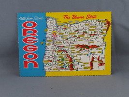 Vintage Postcard - Oregon the Beaver Sate Map Graphic - Smith Western  - $15.00