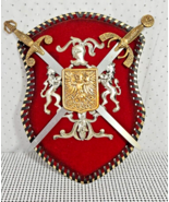 Vintage Style Coat of Arms Swords Red Shield, Vintage Reproduction, Fair Condit