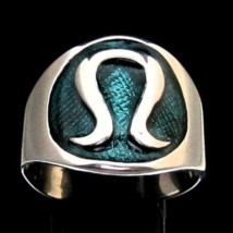 Sterling silver ring Sumerian Omega ancient symbol Ninhursag deity with Blue ena - £48.71 GBP