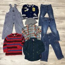 Clothes Lot Boys Sz 3T 8pc Jeans Railway Overalls Shirts Varsity Jacket - $44.14